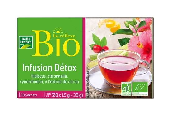 Infusion détox hibiscus, citronnelle, cynorrhodon, à l'extrait de citron