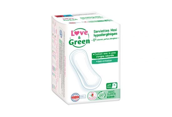 14 serviettes hygiéniques hypoallergéniques Maxi super