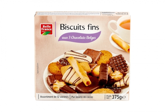 Assortiment de biscuits fins aux 3 chocolats Belges 12 variétés