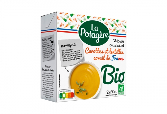 Velouté de carottes et lentilles corail