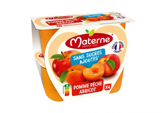 Compote pomme pêche abricot ssa Materne 4 x 100g