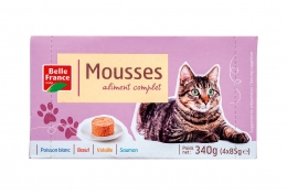 4 barquettes mousse pour chat aliments complets Belle France