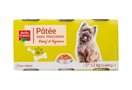 3 boîtes 1/2 de pâtée pour chien avec morceaux