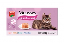 4 barquettes mousse pour chat aliments complets Belle France